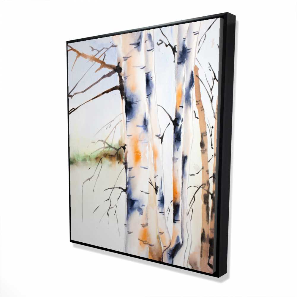 2081-6048-LA132 48 x 60 in. Birchs Trunks - Brown Framed Canvas for Home Decor