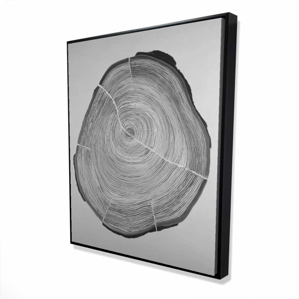 2081-6048-MI69 48 x 60 in. Grayscale Wood Log - Framed Canvas Bedroom Still Life Decor