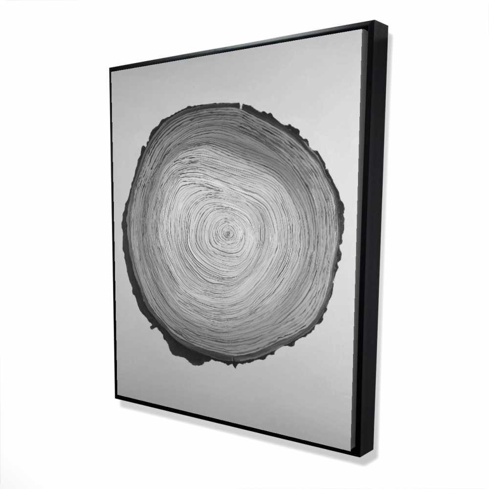 2081-6048-MI70 48 x 60 in. Grayscale Round Wood Log - Black Rustic Framed Canvas Decor