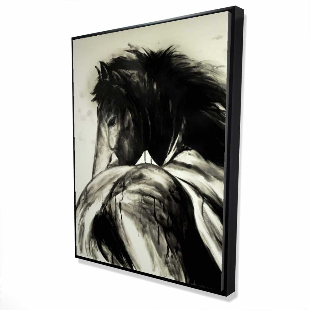 2081-4836-AN493 36 x 48 in. Classical Horse - Rustic Framed Canvas for Home Decor
