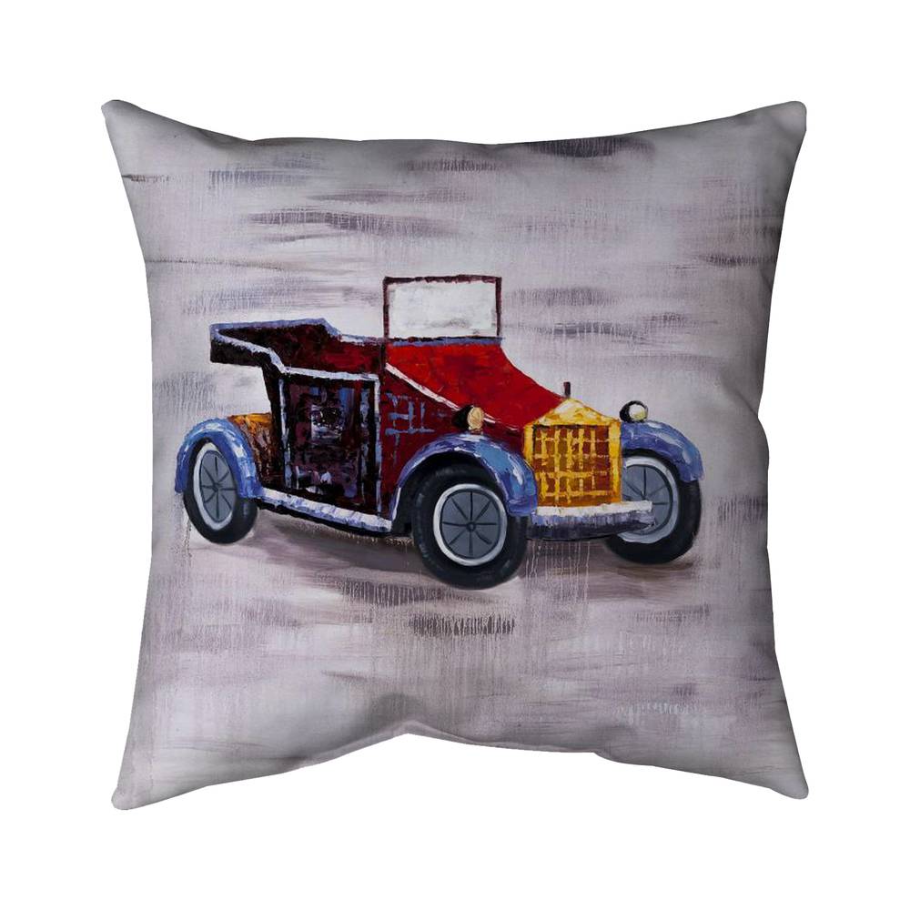 5542-1818-TR18 18 x 18 in. Vintage Toy Car Blue Outdoor Throw Pillow - Home Decor