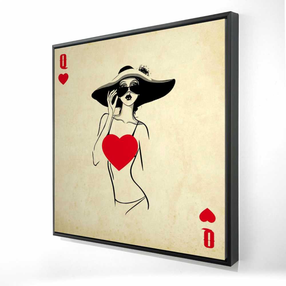 2081-3636-MI14 36 x 36 in. Queen of Hearts - Fashion Woman Framed Canvas for Home Decor