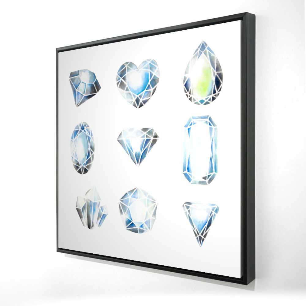 2081-3636-MN1 36 x 36 in. Crystals - Bathroom Blue Framed Canvas - Home Decor Art