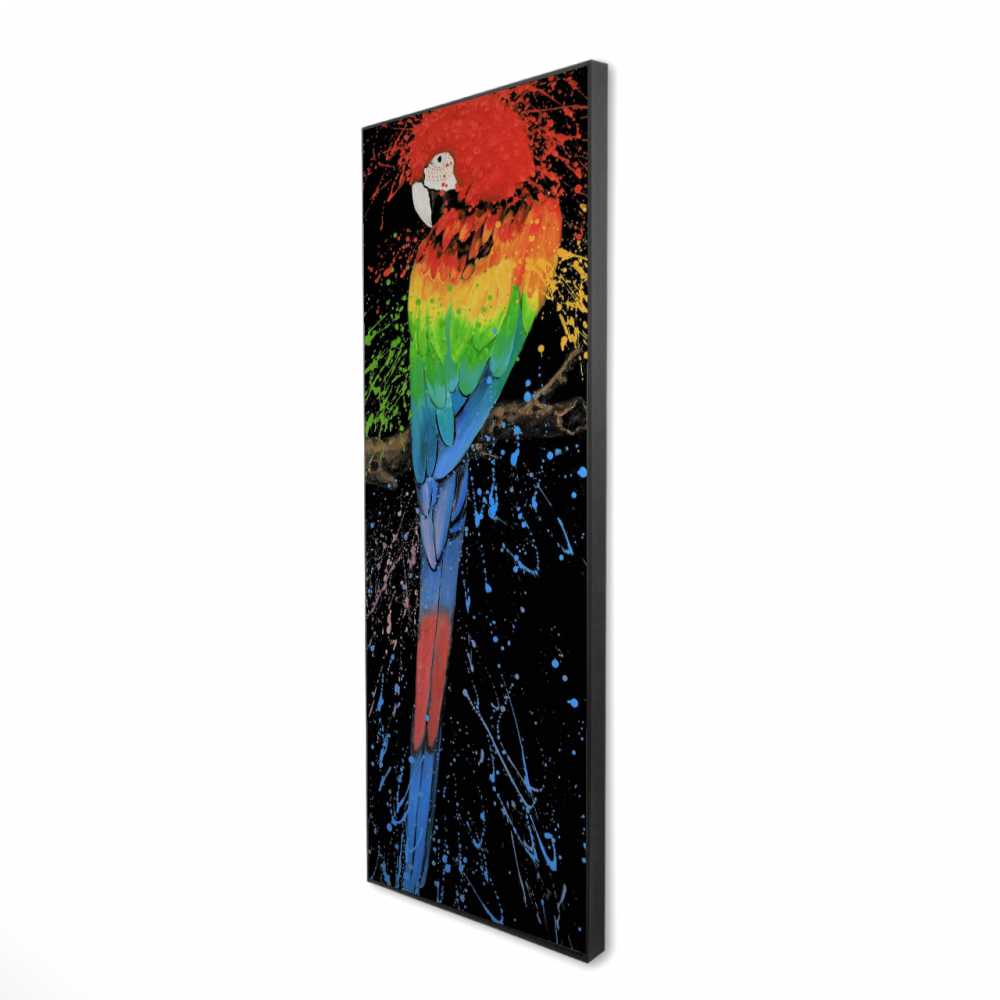 2081-6020-AN331 20 x 60 in. Rainbow Parrot - Black Pop Art Framed Canvas for Home Decor