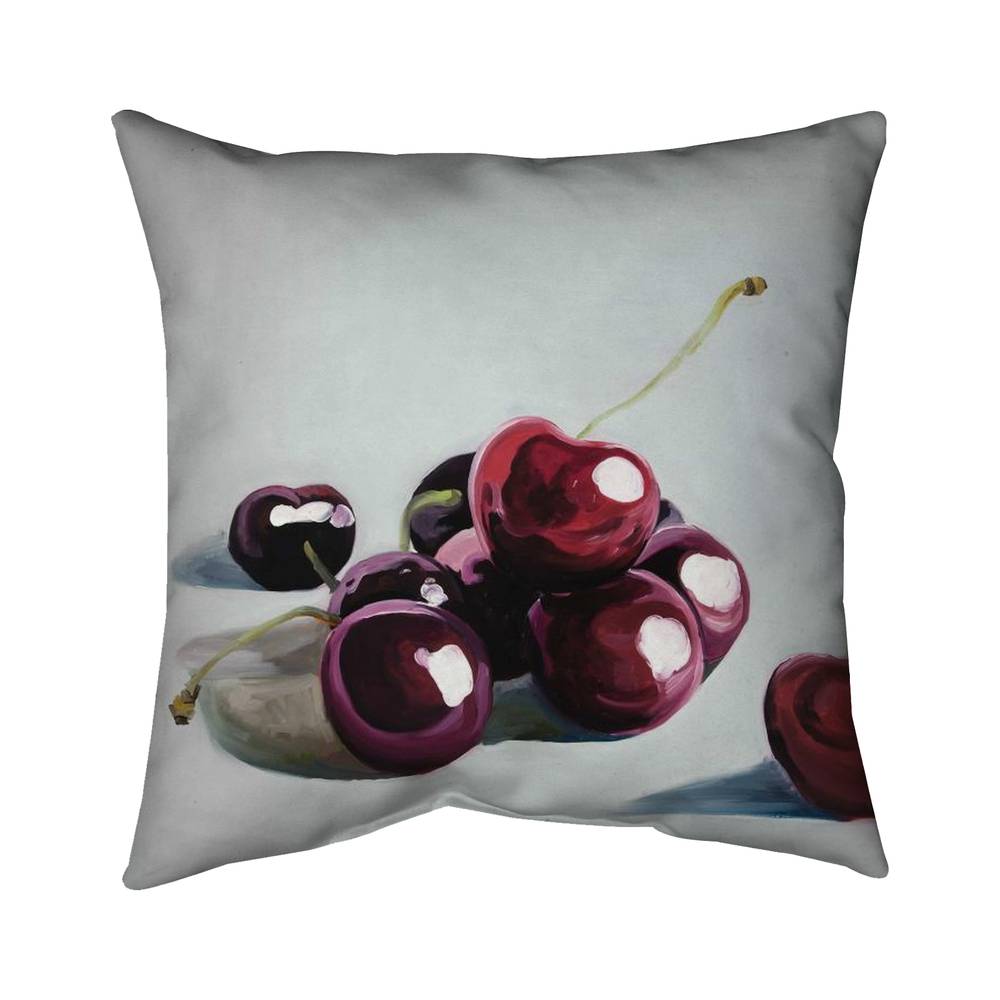5543-2626-GA100 26 x 26 in. Glossy Dark Cherries - Poly Twill Throw for Home Decor
