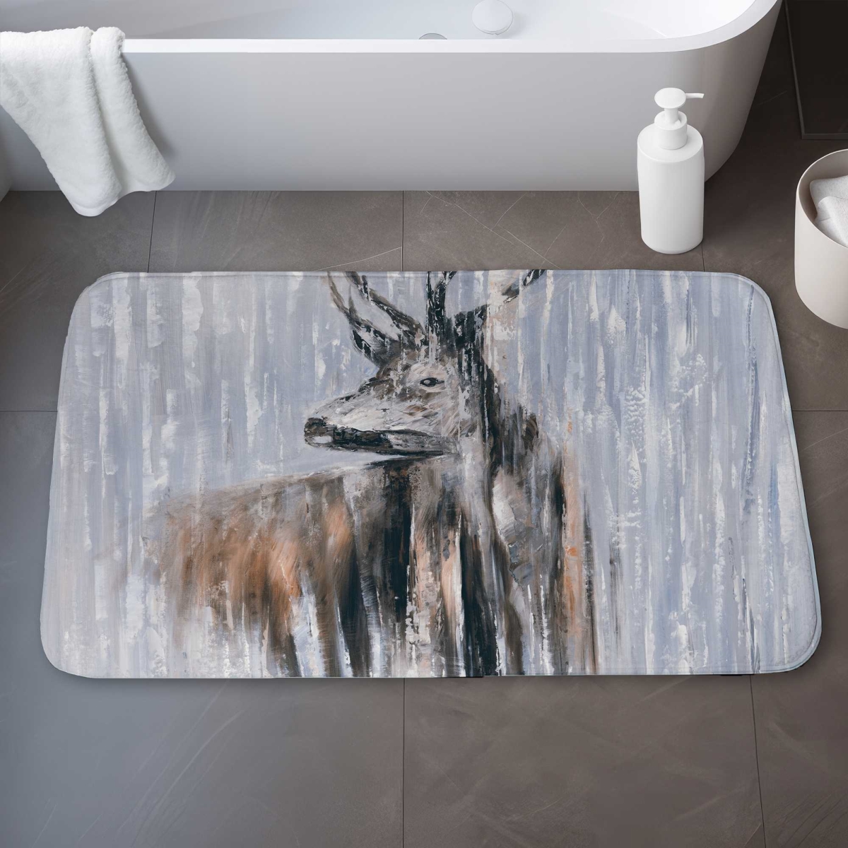 C1BM2134VB0L3F 21 x 34 in. Deer in the Forest Bath Mat - Rainy Day Home Decor