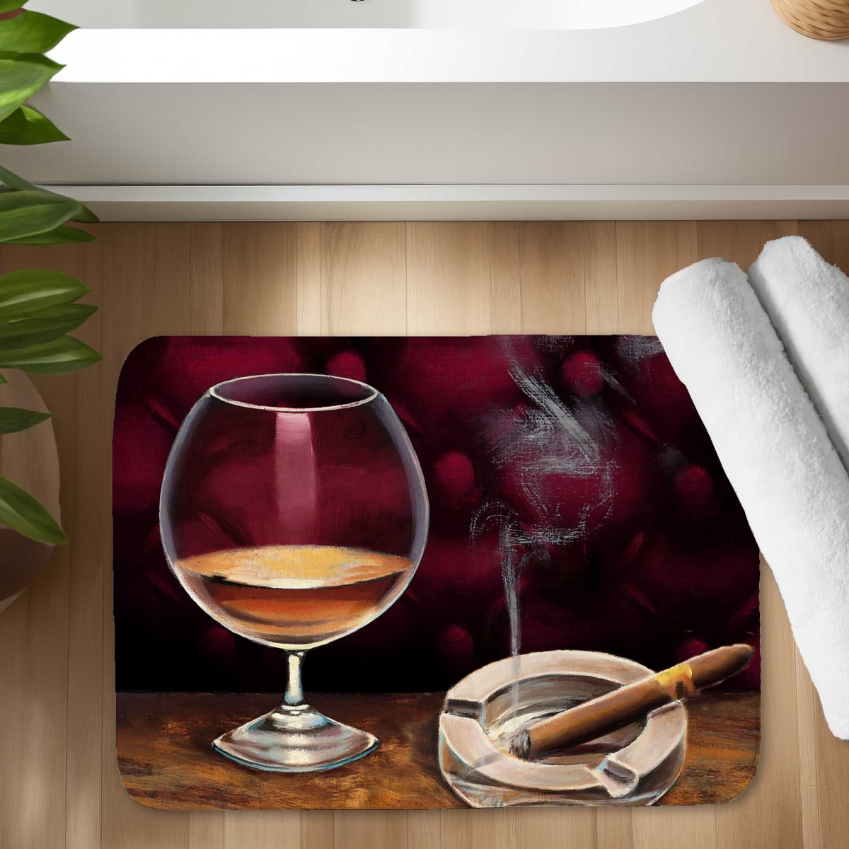 C1BM172468TL6I 17 x 24 in. Alcohol & Cigar Bath Mat - Food Still Life Home Decor