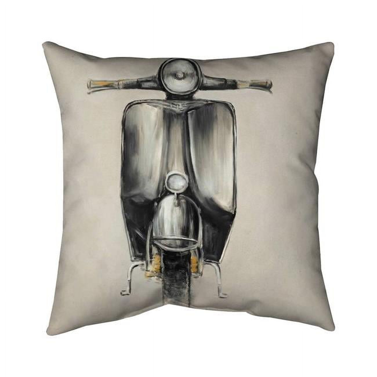 18 x 18 in. Small Black Moped-Double Sided Print Indoor Pillow