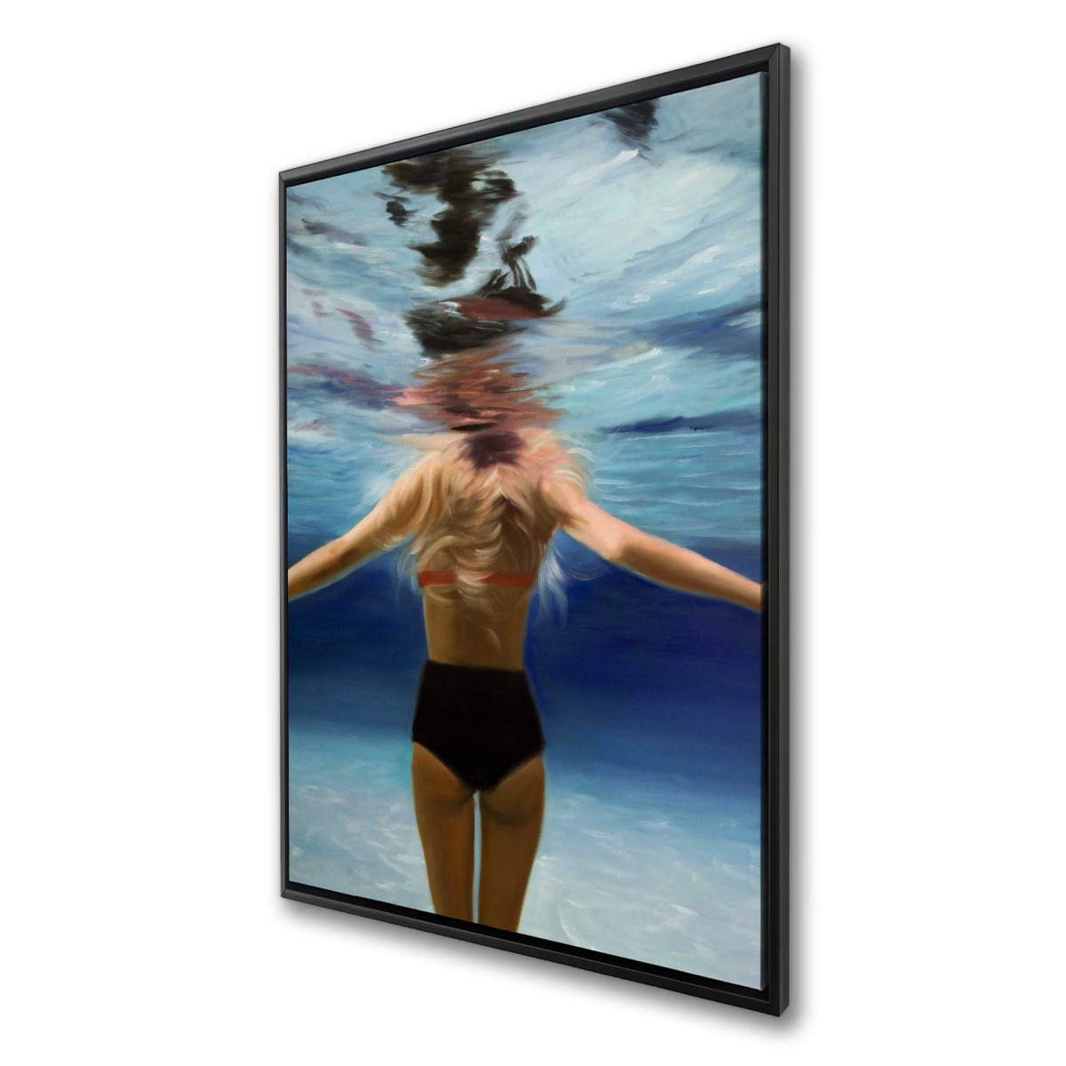 C1FC2436NCOC7U 24 x 36 in. Under The Sea - Blue Scenic Framed Canvas for Home Decor