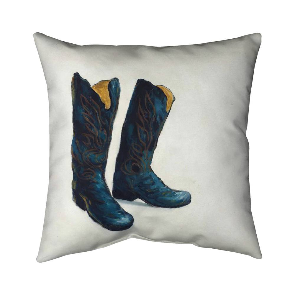 5543-2626-FA8 26 x 26 in. Leather Cowboy Boots - Still Life Man Poly Twill Throw Decor