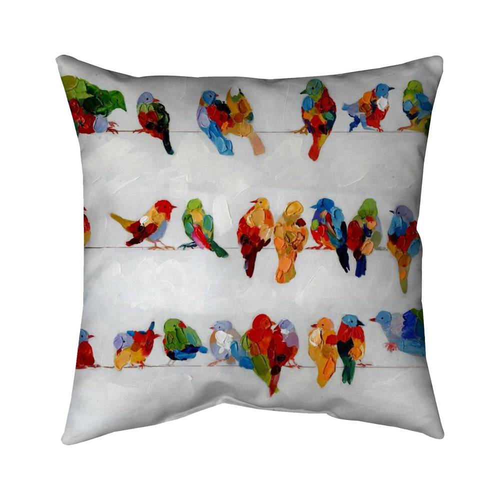 5542-1818-AN41 18 x 18 in. Colorful Birds on a Wire Outdoor Throw Pillow - Home Decor