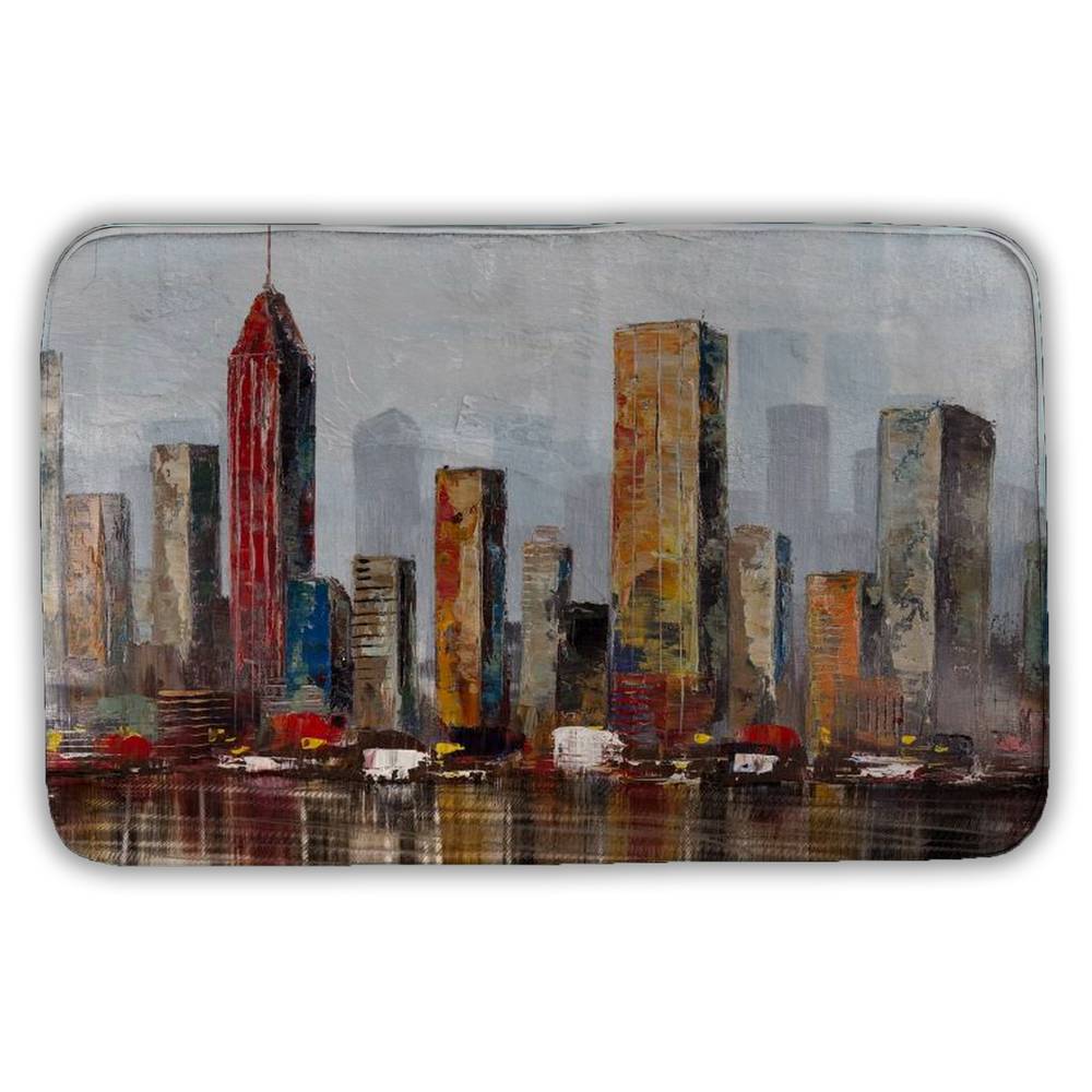 5930-2134-CI232 21 x 34 in. Rust Looking City Bath Mat - Office Cities Home Decor