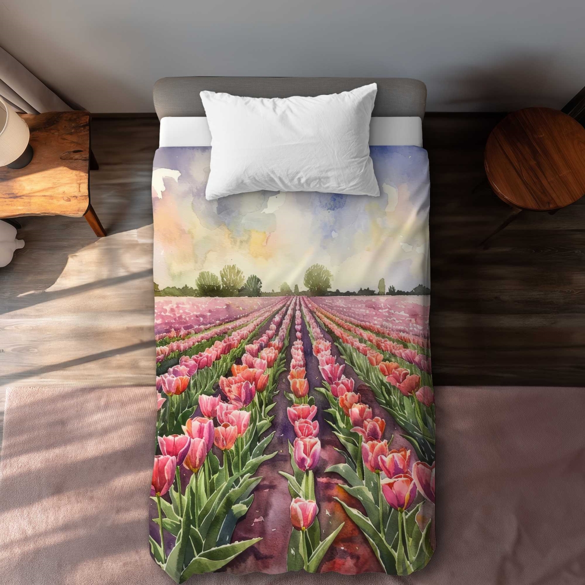 C1DCTXLWCMSGDN Rose Row Brown Twin Size Extra Long Duvet Cover - Stylish Home Decor Essential