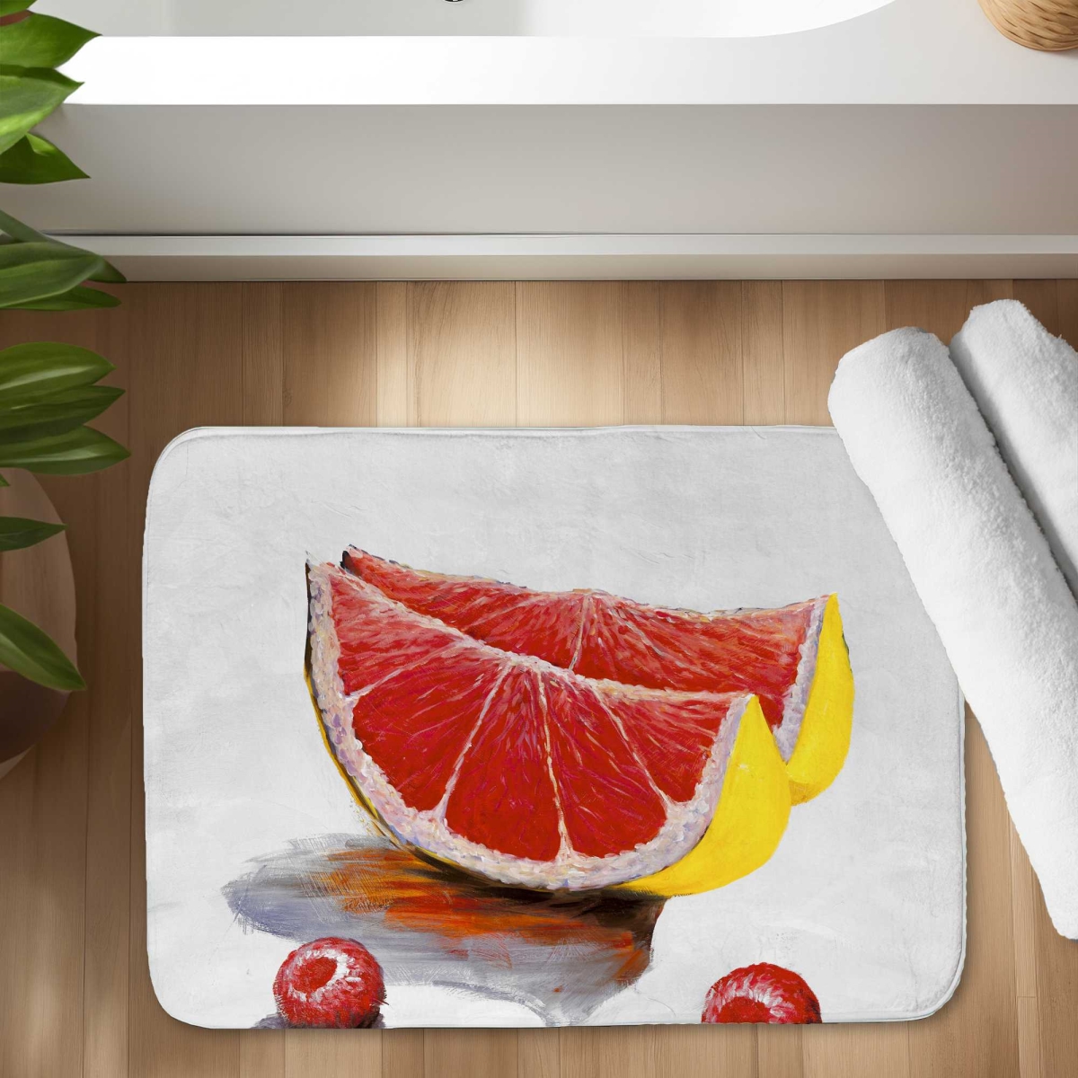 C1BM1724KHN4GN 17 x 24 in. Grapefruit Slices Bath Mat - Stylish Home Decor for Kitchen