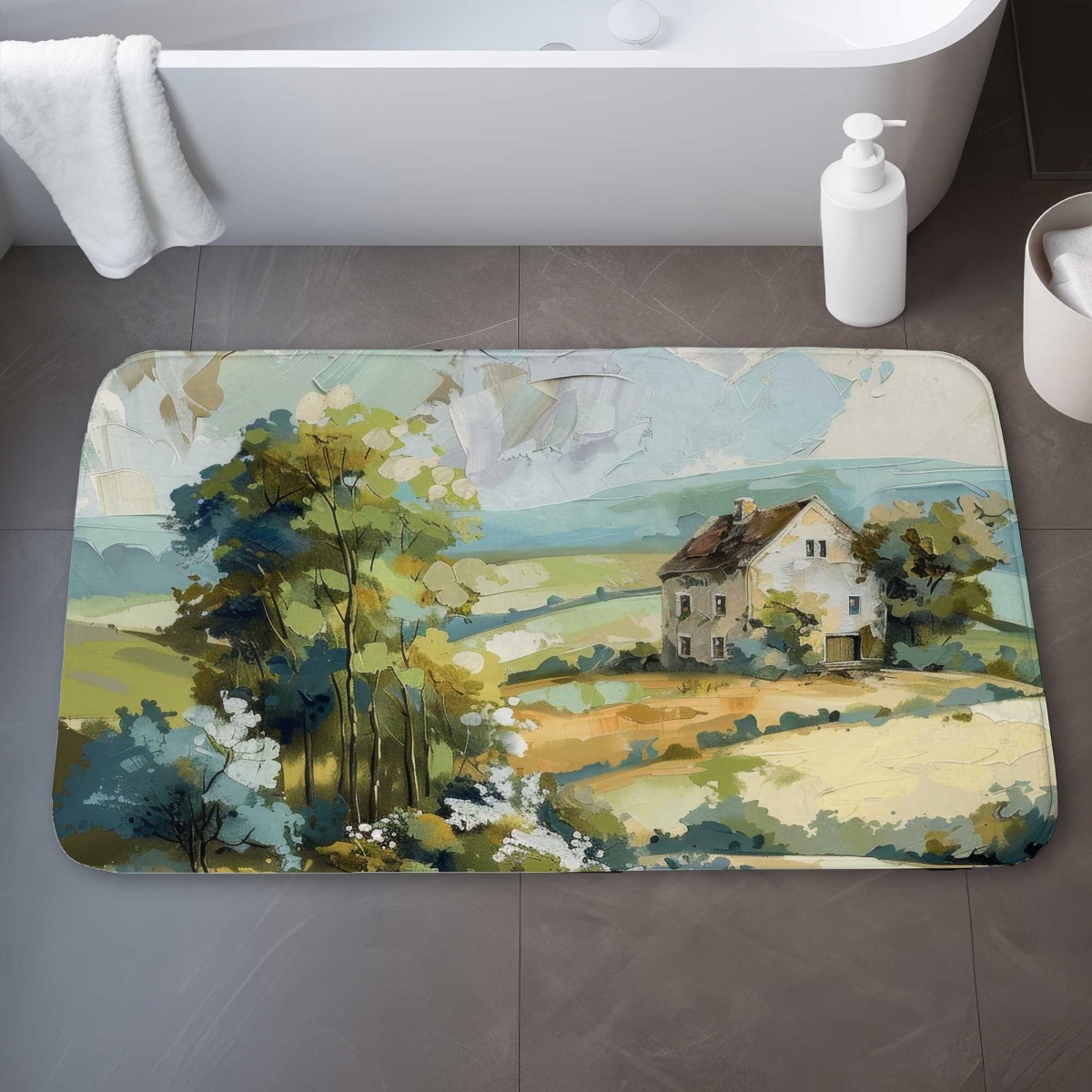 C1BM2134LBUBAW 21 x 34 in. On The Plain Beige Bath Mat for Elegant Decor - Soft Comfort
