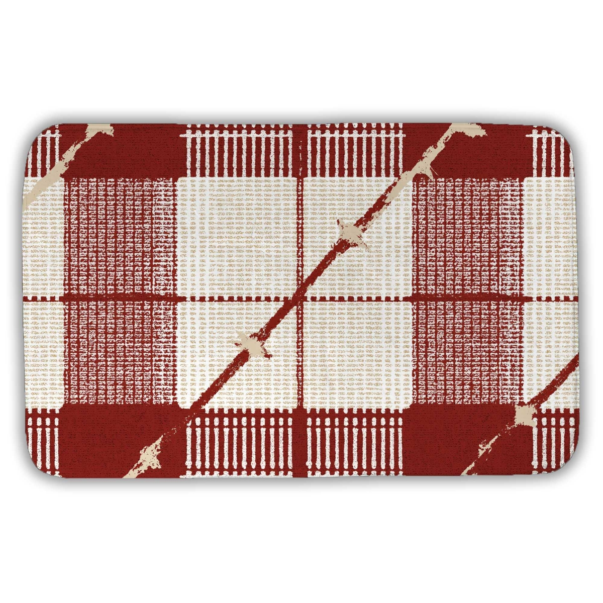 C1BM21344JPYFM 21 x 34 in. Red Square Pattern Bath Mat - Stylish Home Decor Accessory