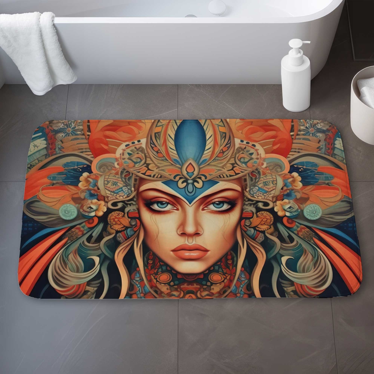 C1BM2134EFKSEE 21 x 34 in. Ancient Goddess Bath Mat - Illustrative Figurative Decor