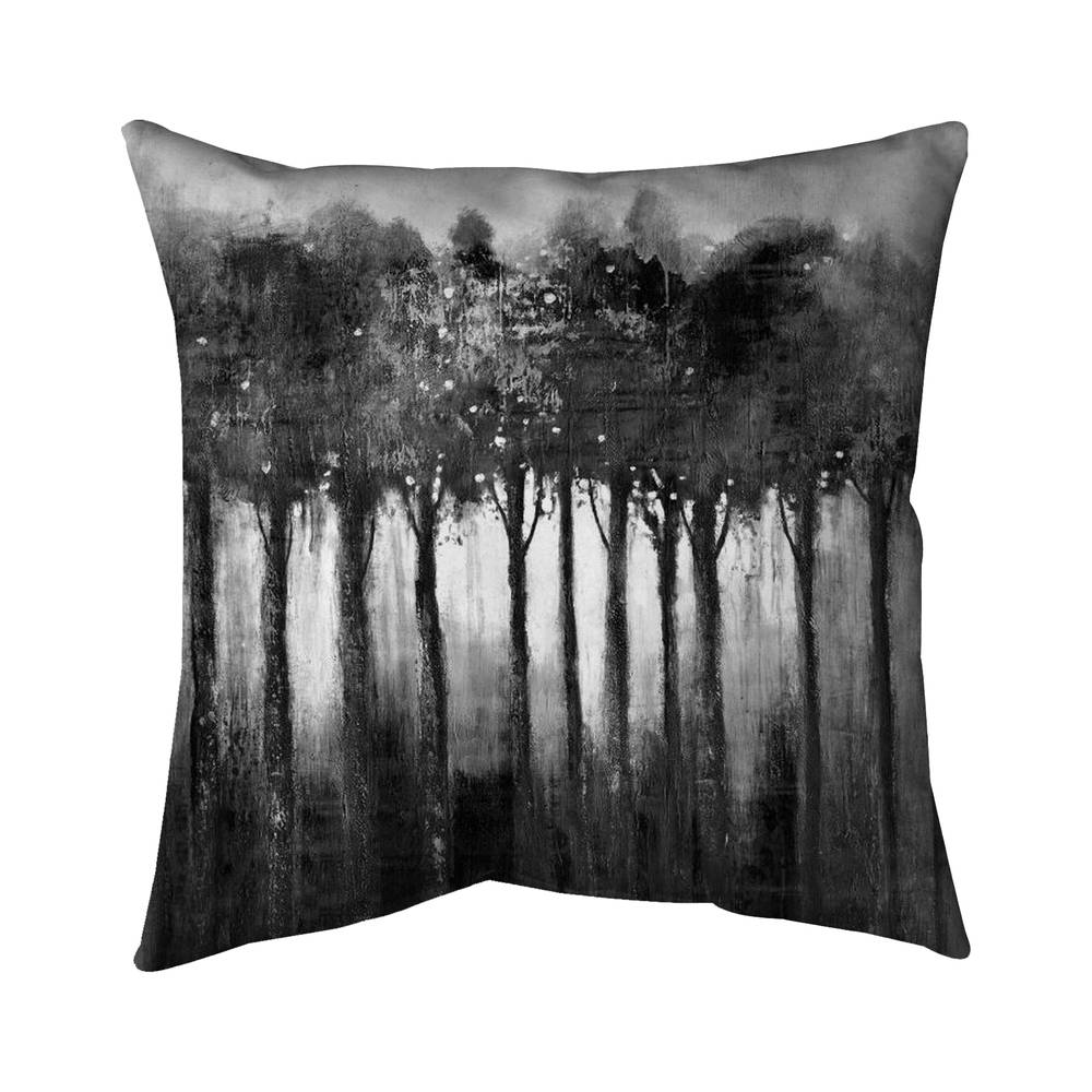 5543-2626-LA12-1 26 x 26 in. Monochrome Trees - Black Trees Poly Twill Throw