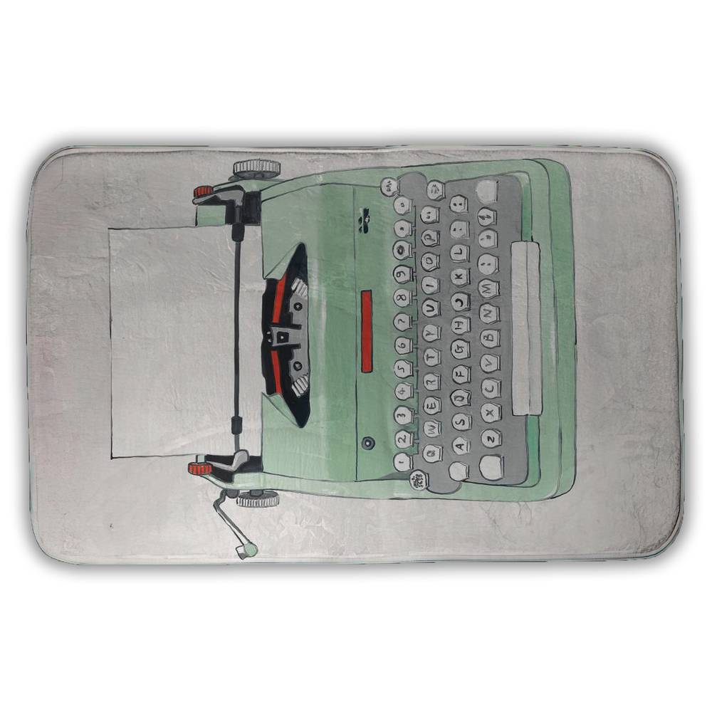 5930-3421-MI72-1 21 x 34 in. Mint Typewriter Bath Mat - Retro Home Decor Accessory