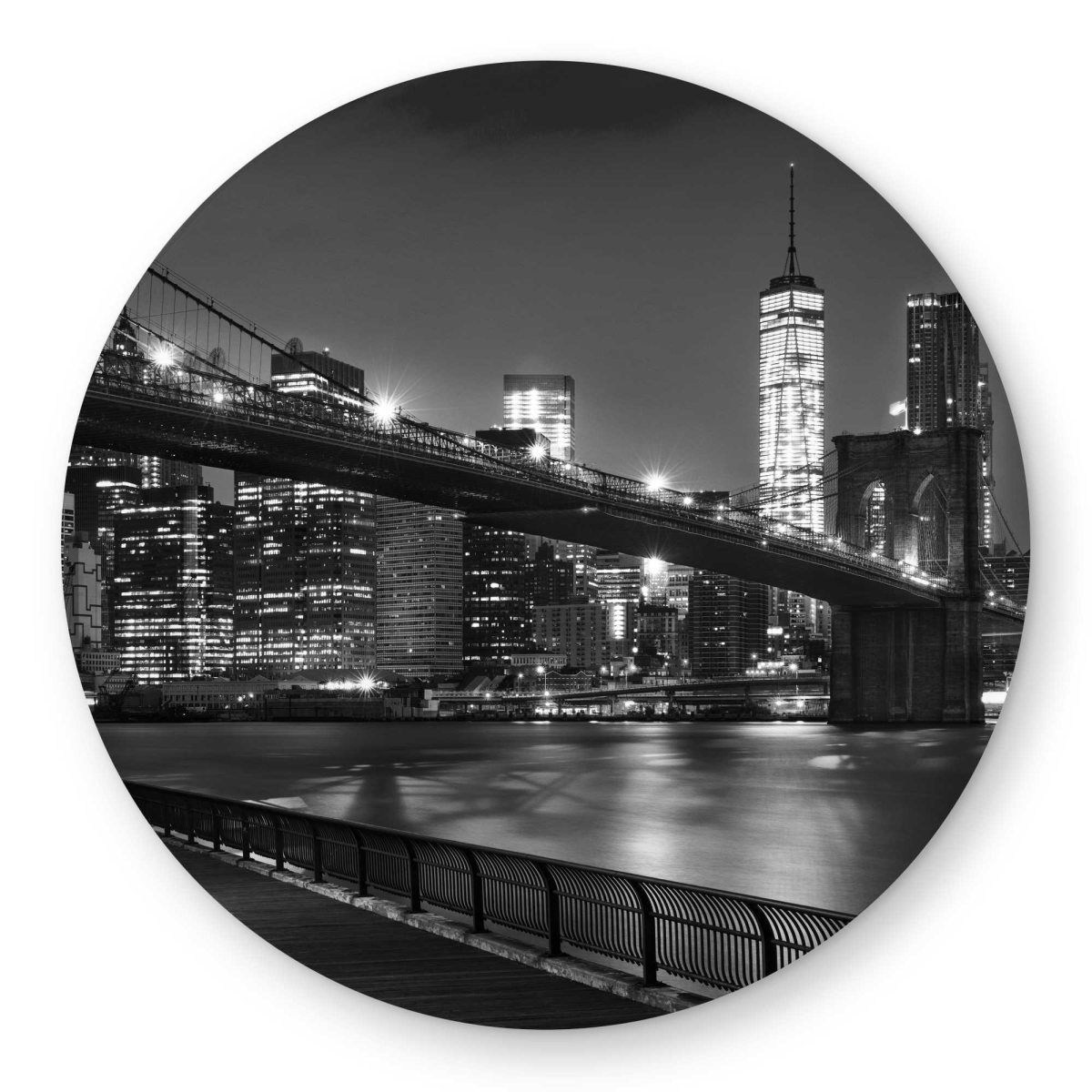 C1COAR553BZYLB 5 x 5 ft. City Under The Night Livingroom Bridge Outdoor Round Area Rug