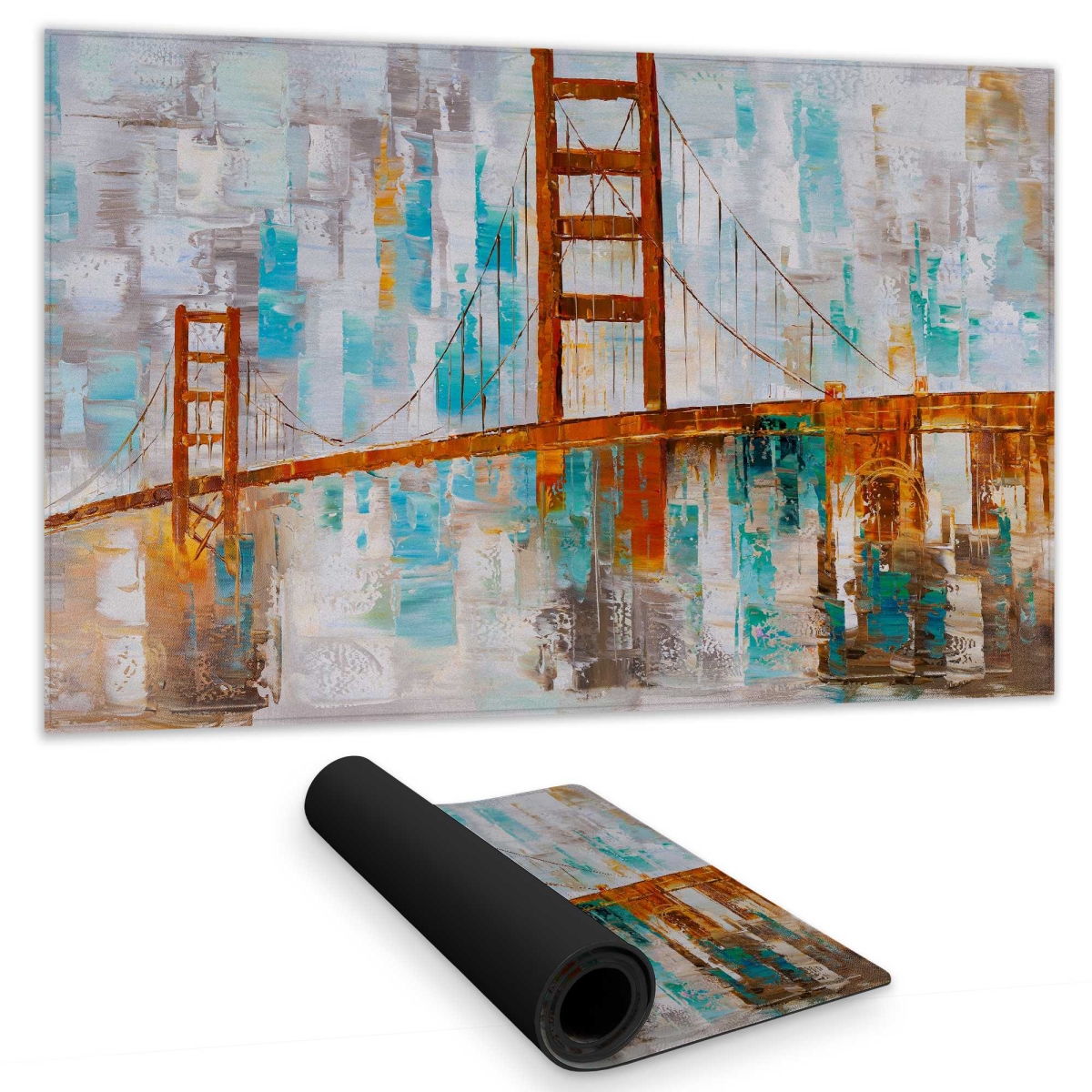 C1DM14242YLAC5 14 x 24 in. Golden Gate Turquoise Gaming Desk Mat - Home Office Decor