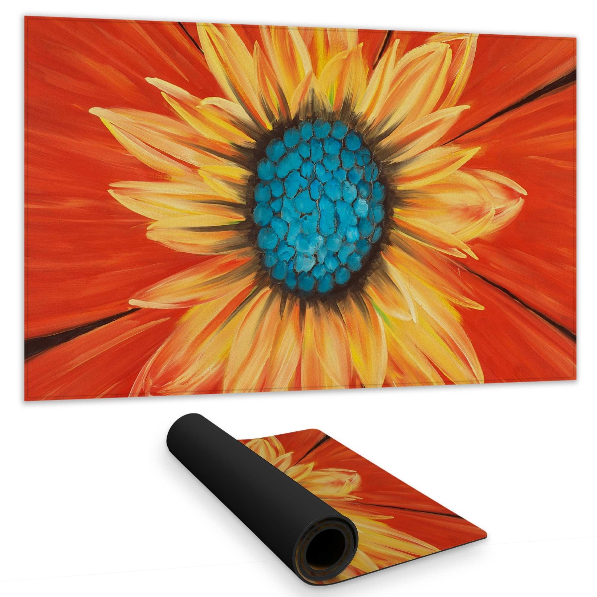 C1DM14243OEZ9M 14 x 24 in. Flower Middle - Livingroom Orange Gaming Desk Mat for Home Decor