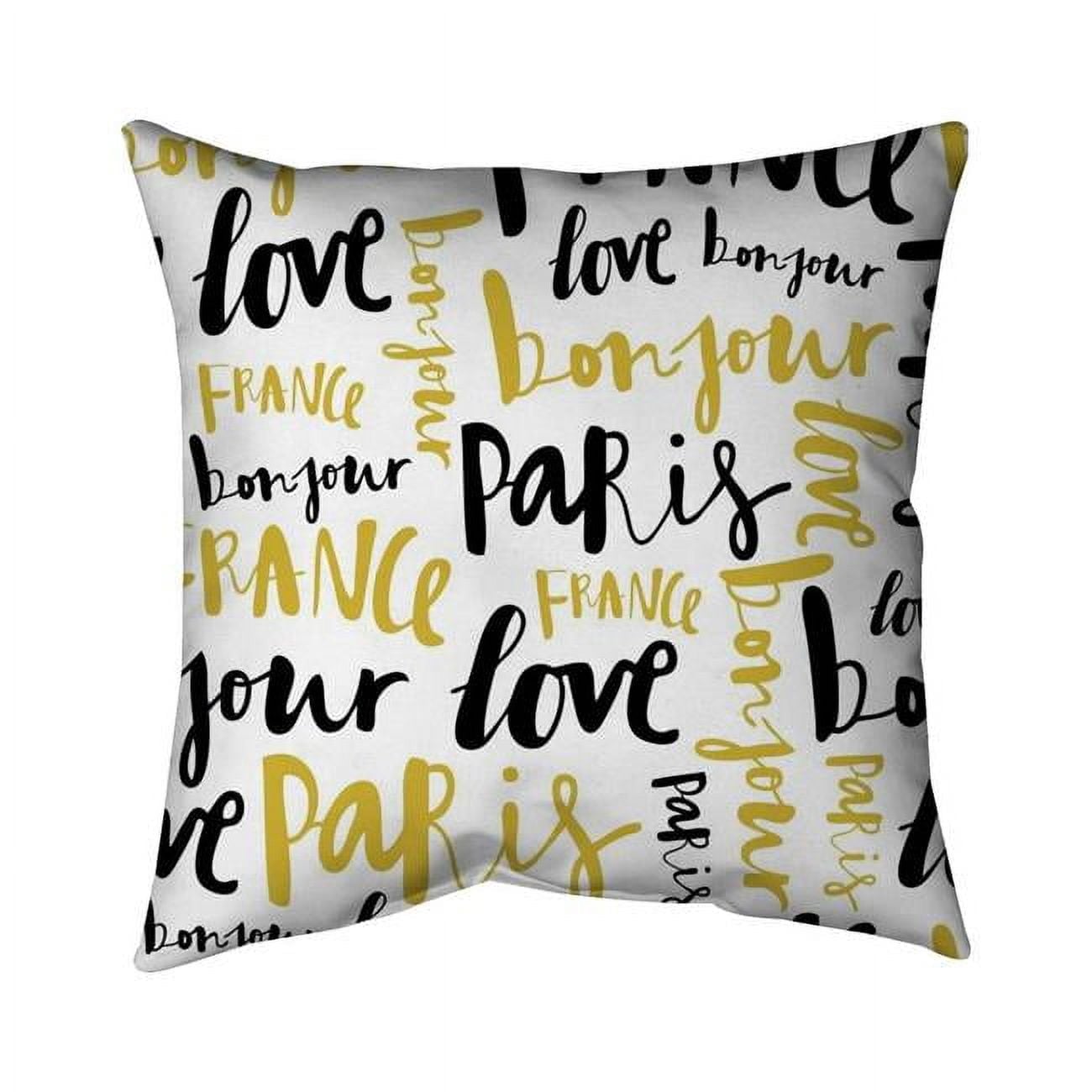 18 x 18 in. Bonjour Paris-Double Sided Print Indoor Pillow
