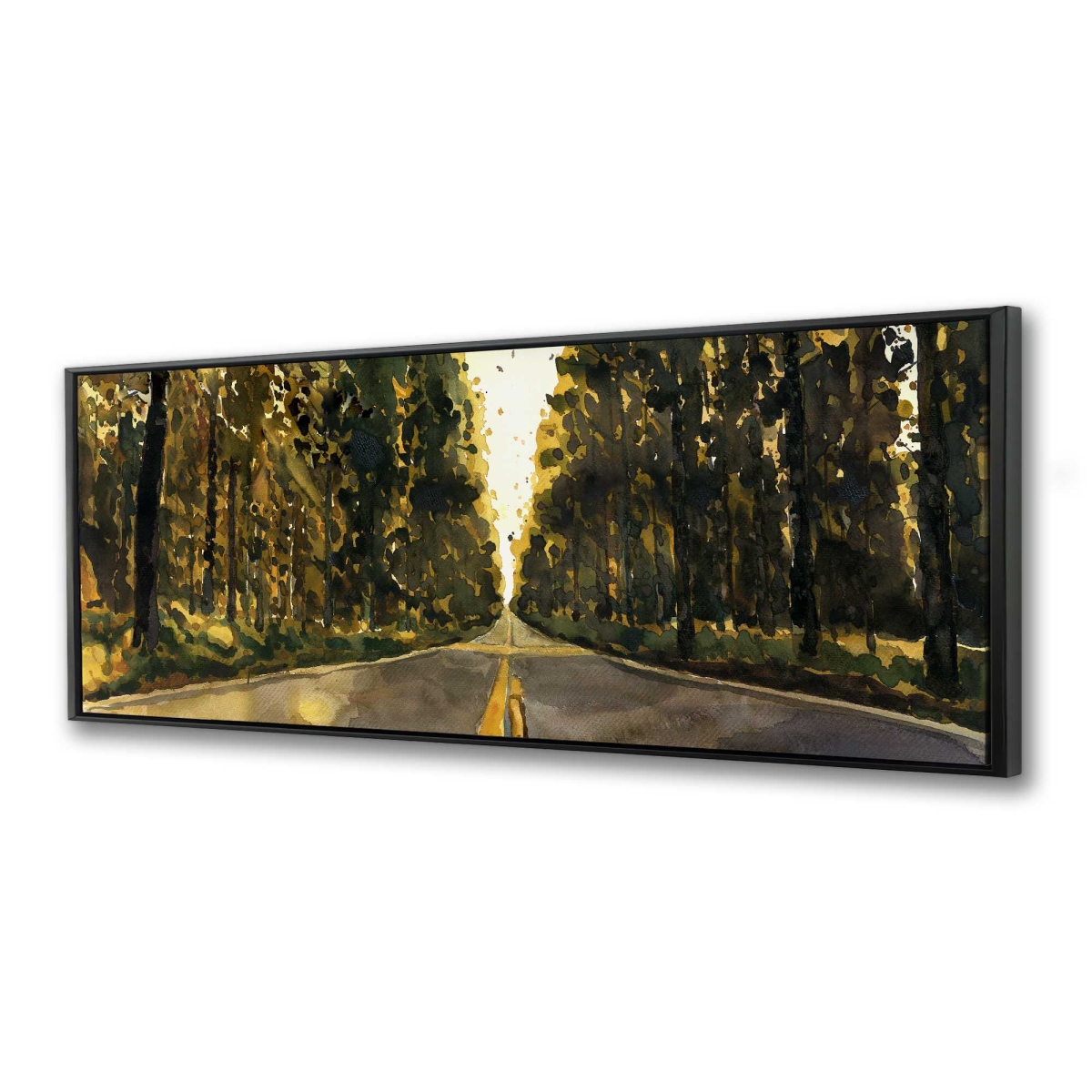 C1FC16484OI4E2 16 x 48 in. Long Road - Landscapes Man Cave Framed Canvas Home Decor