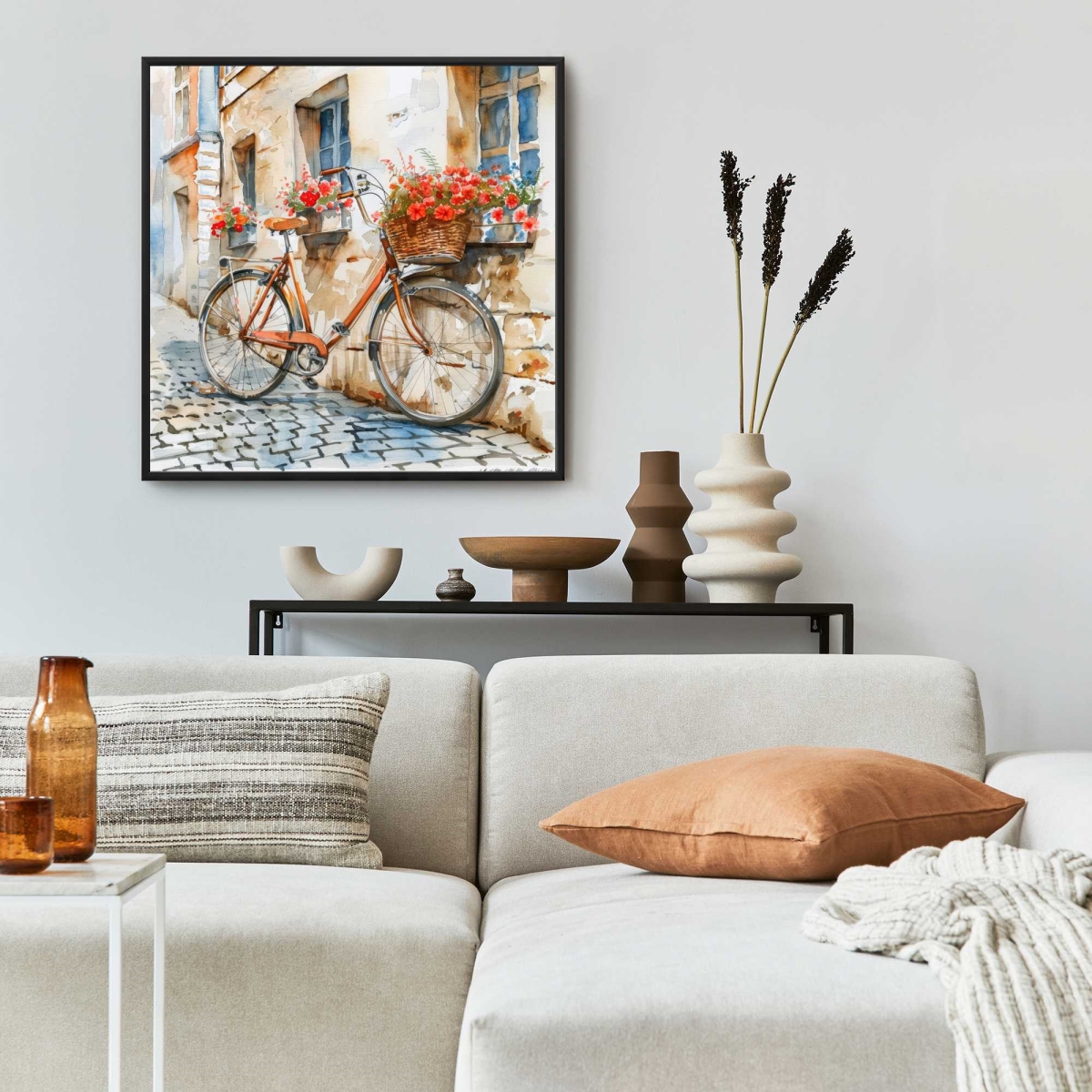 C1FC2424HARAZF 24 x 24 in. Ready to Go - Beige Framed Canvas for Elegant Home Decor