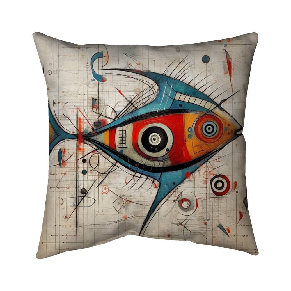 5541-2020-AN523 20 x 20 in. Abstract Fish Poly Twill Throw Pillow - Home Decor Accent