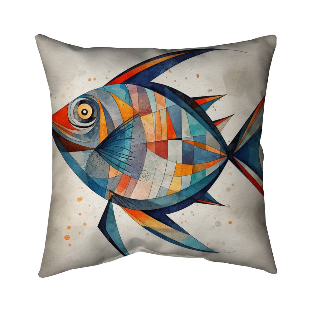 5541-2020-AN524 20 x 20 in. Geometric Fish Abstract Throw Pillow - Home Decor Accent