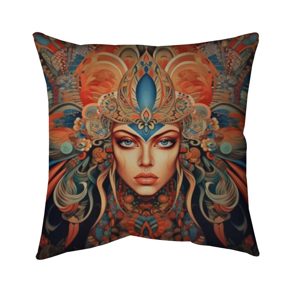 5543-2020-AB127 20 x 20 in. Ancient Goddess Figurative Orange Poly Twill Throw - Decor