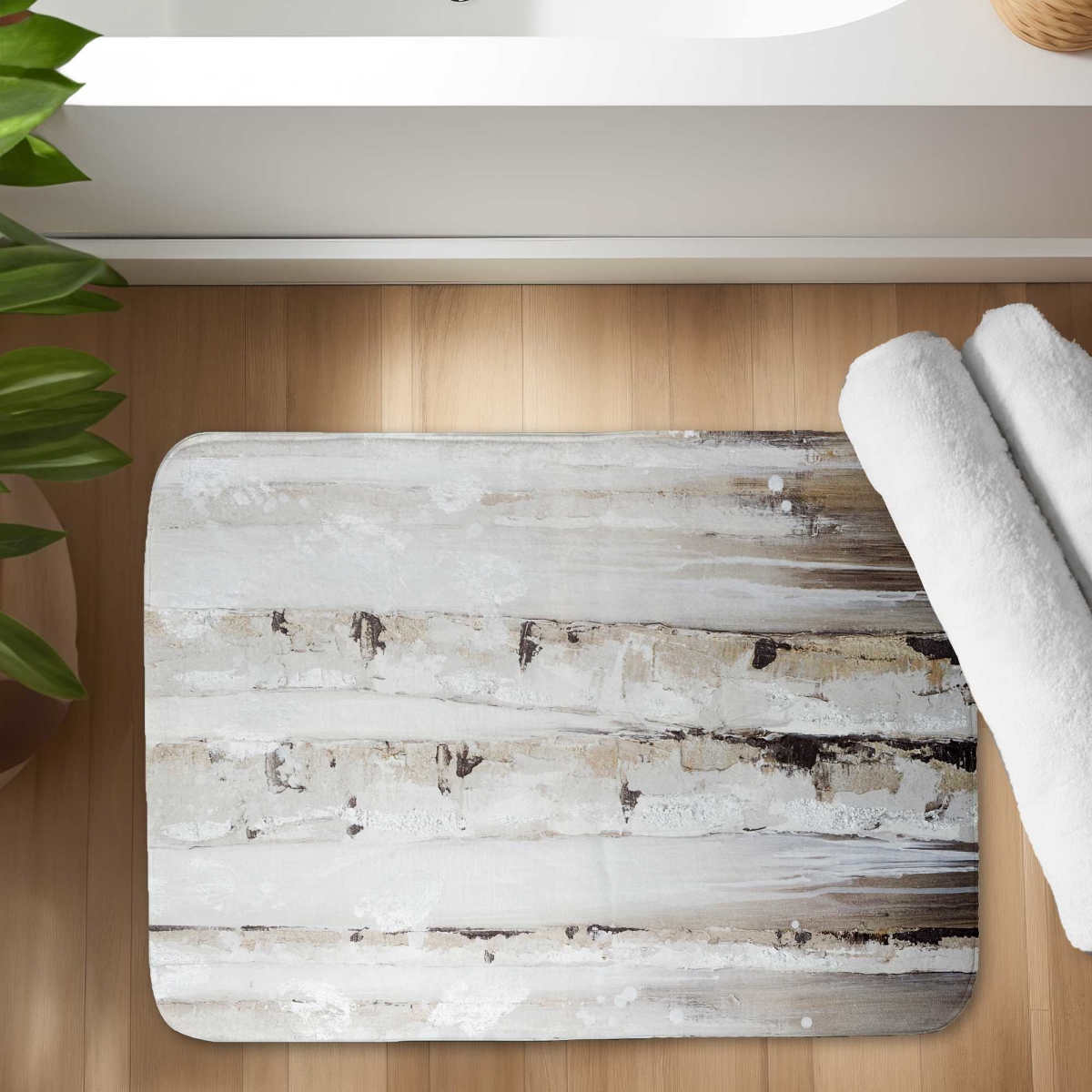 C1BM17244K7SPX 17 x 24 in. Abstract White Birches - White Office Bath Mat