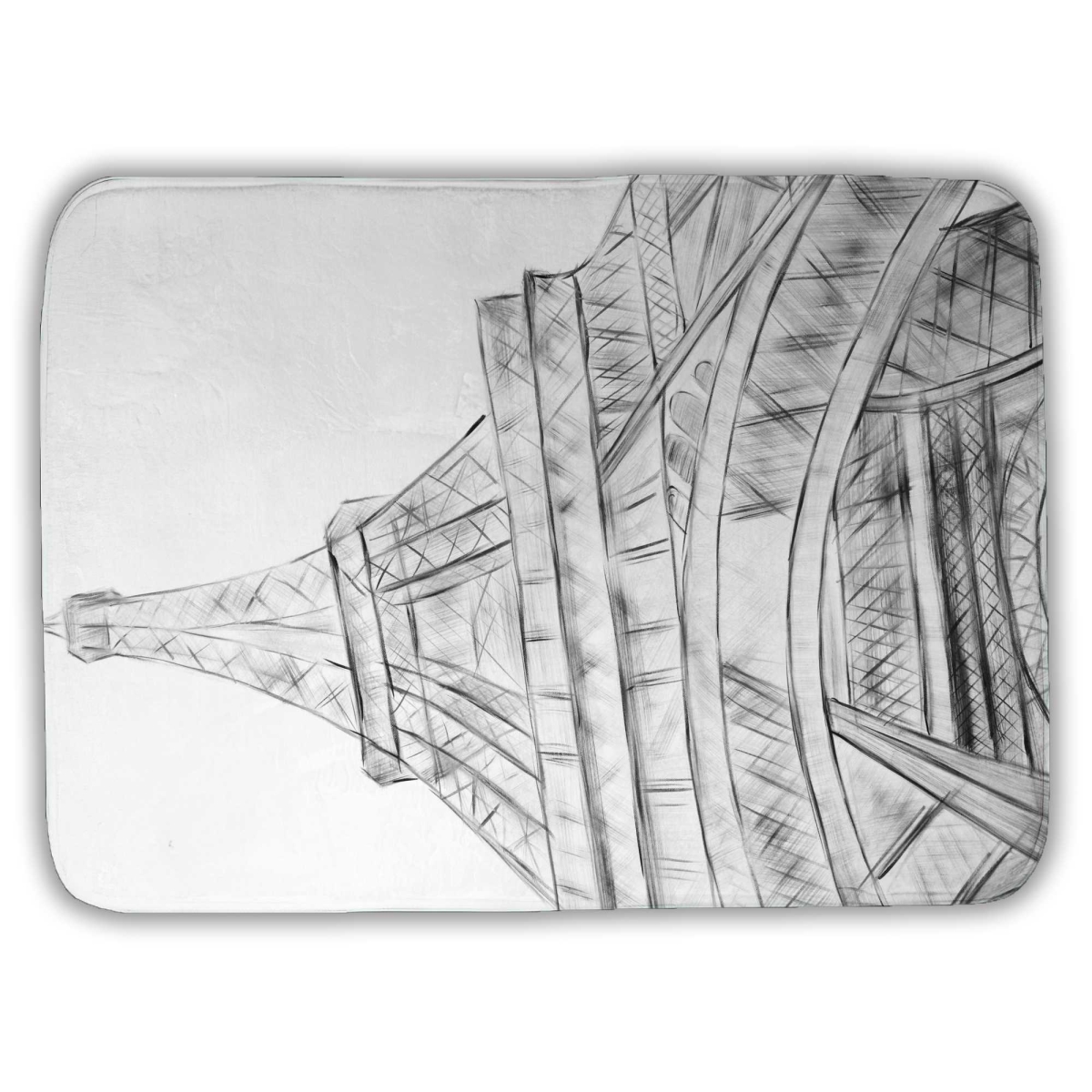 C1BM1724VDOY1Y 17 x 24 in. Eiffel Tower Sketch Black & White Bath Mat - Home Decor