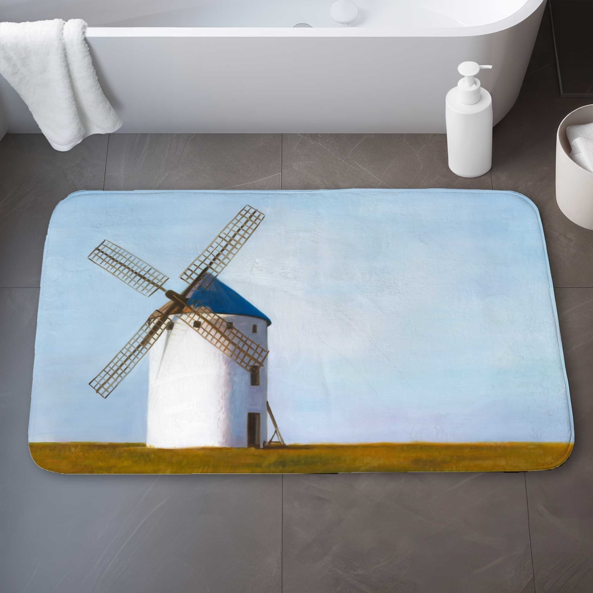 C1BM2134X4EVM8 21 x 34 in. Big Windmill Office Rustic Bath Mat - Home Decor Essential