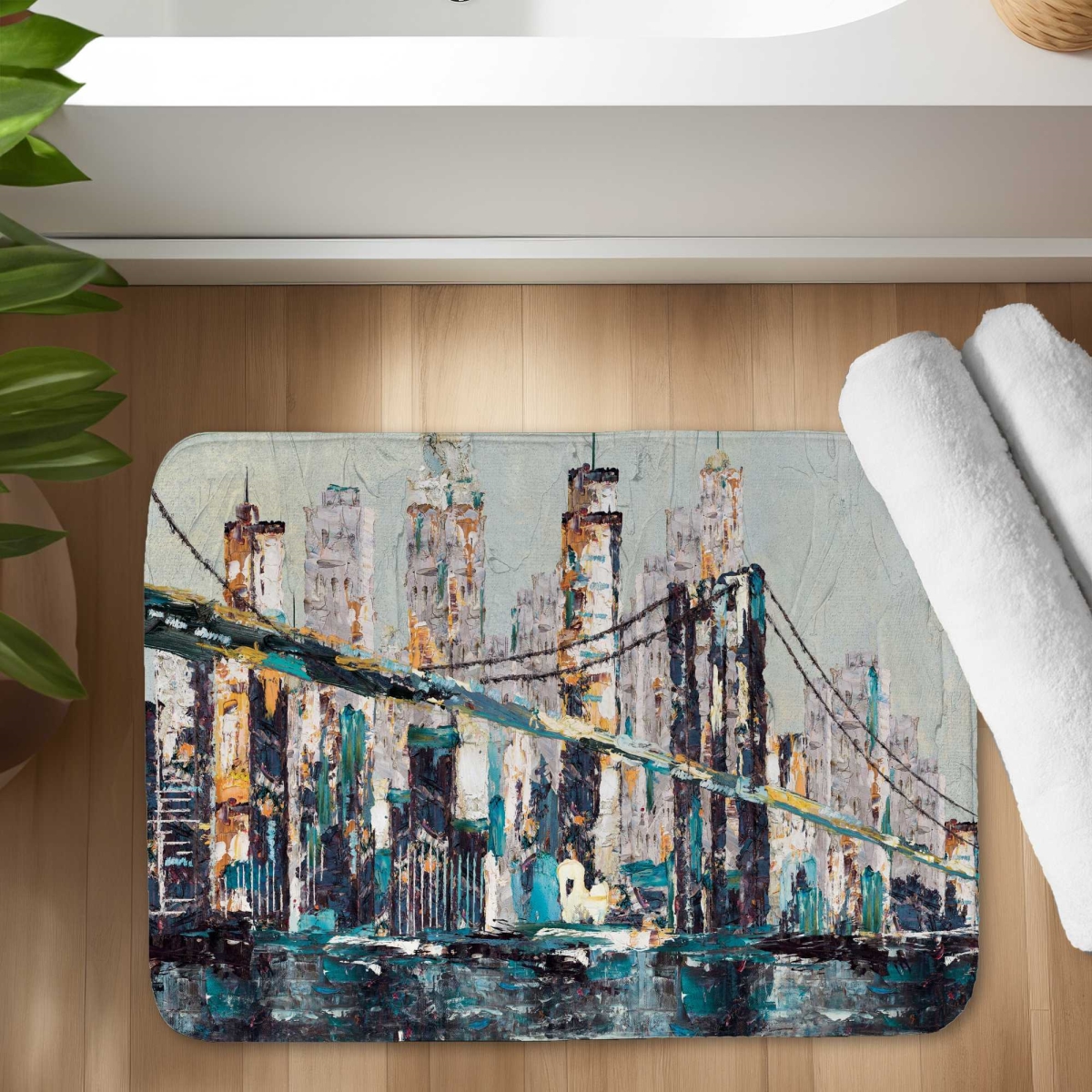C1BM1724FBMPBL 17 x 24 in. Abstract & Texturized Bridge - Cities Gray Bath Mat Decor