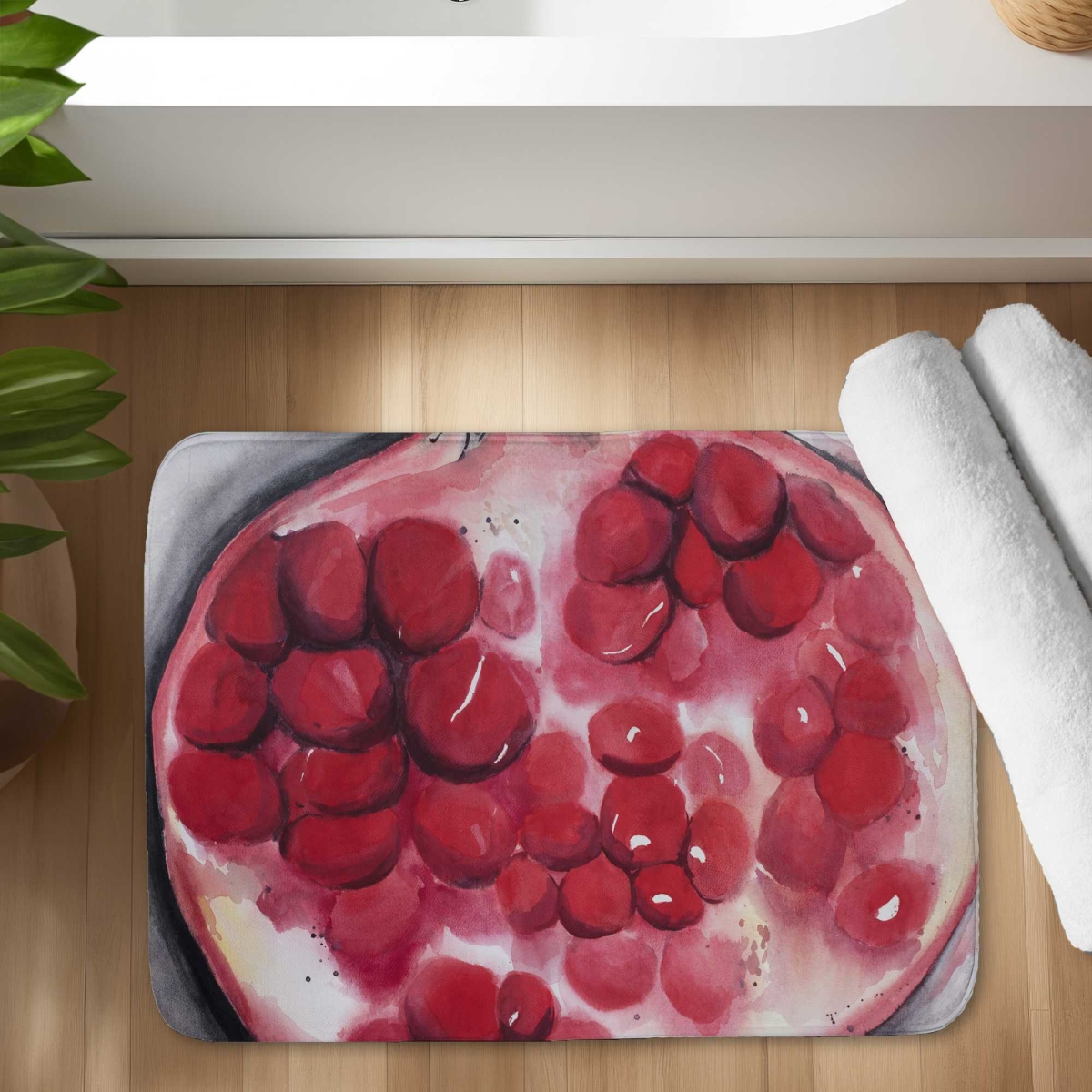 C1BM1724FLHPP3 17 x 24 in. Open Pomegranate Kitchen Bath Mat - Stylish Home Decor