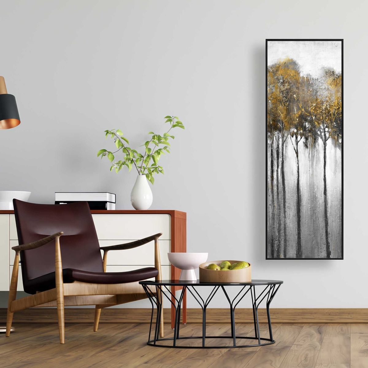 C1FC1648TTMSVV 16 x 48 in. Abstract Yellow Forest - Framed Canvas for Home Decor