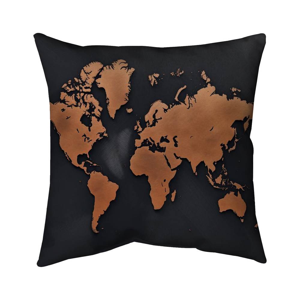 5543-2626-BL7 26 x 26 in. Rusted Map - Modern Living Room Poly Twill Throw for Decor