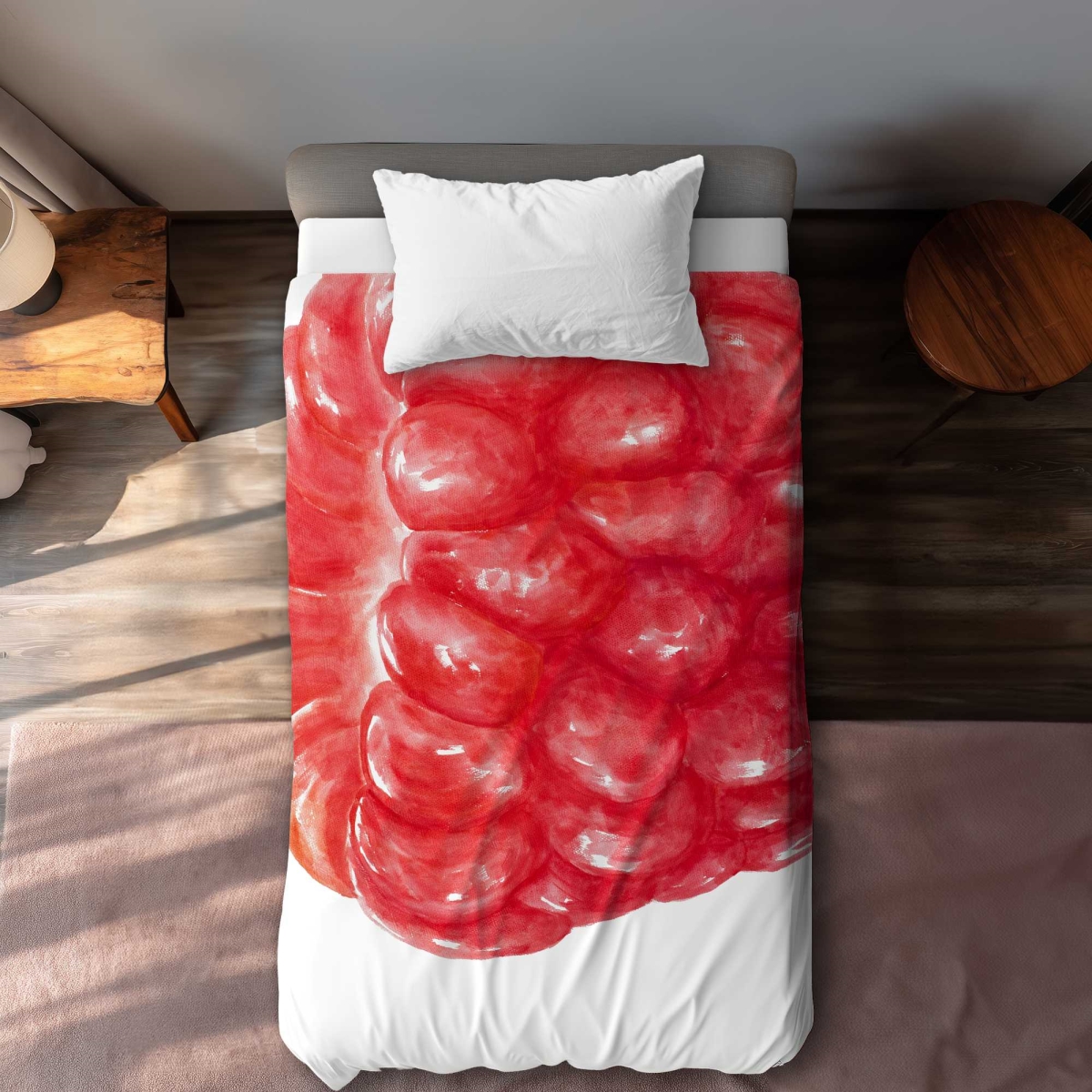 C1DCTXLWYLVBKF Raspberry Food Red Twin Size Extra Long Duvet Cover - Stylish Home Decor