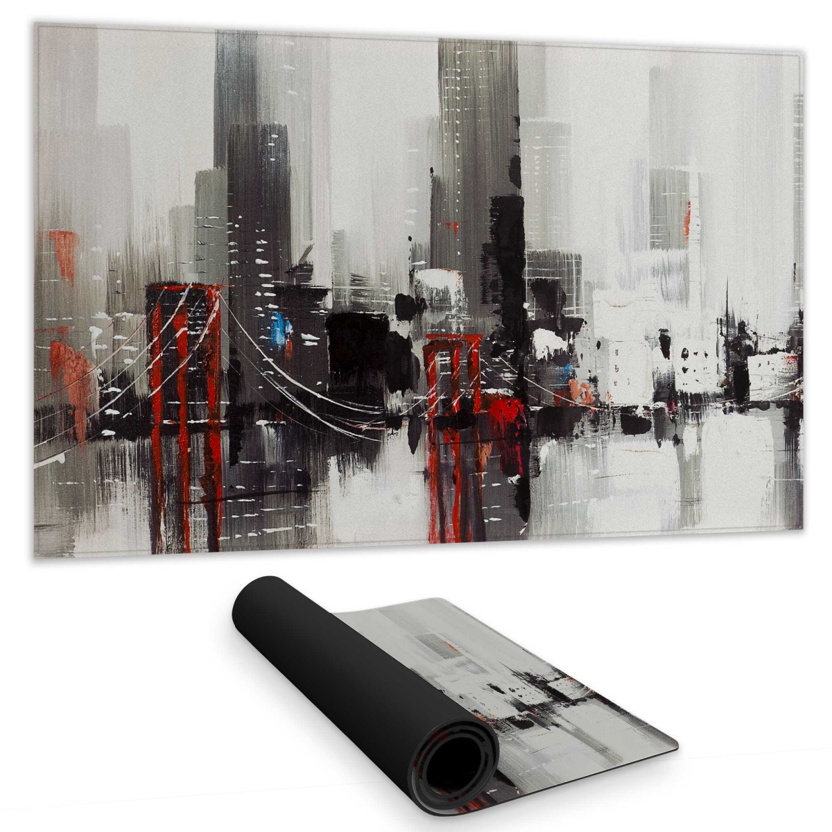 C1DM14247R4XUO 14 x 24 in. Abstract Gray City with Bridge - Coastal Industrial Gaming Desk Mat