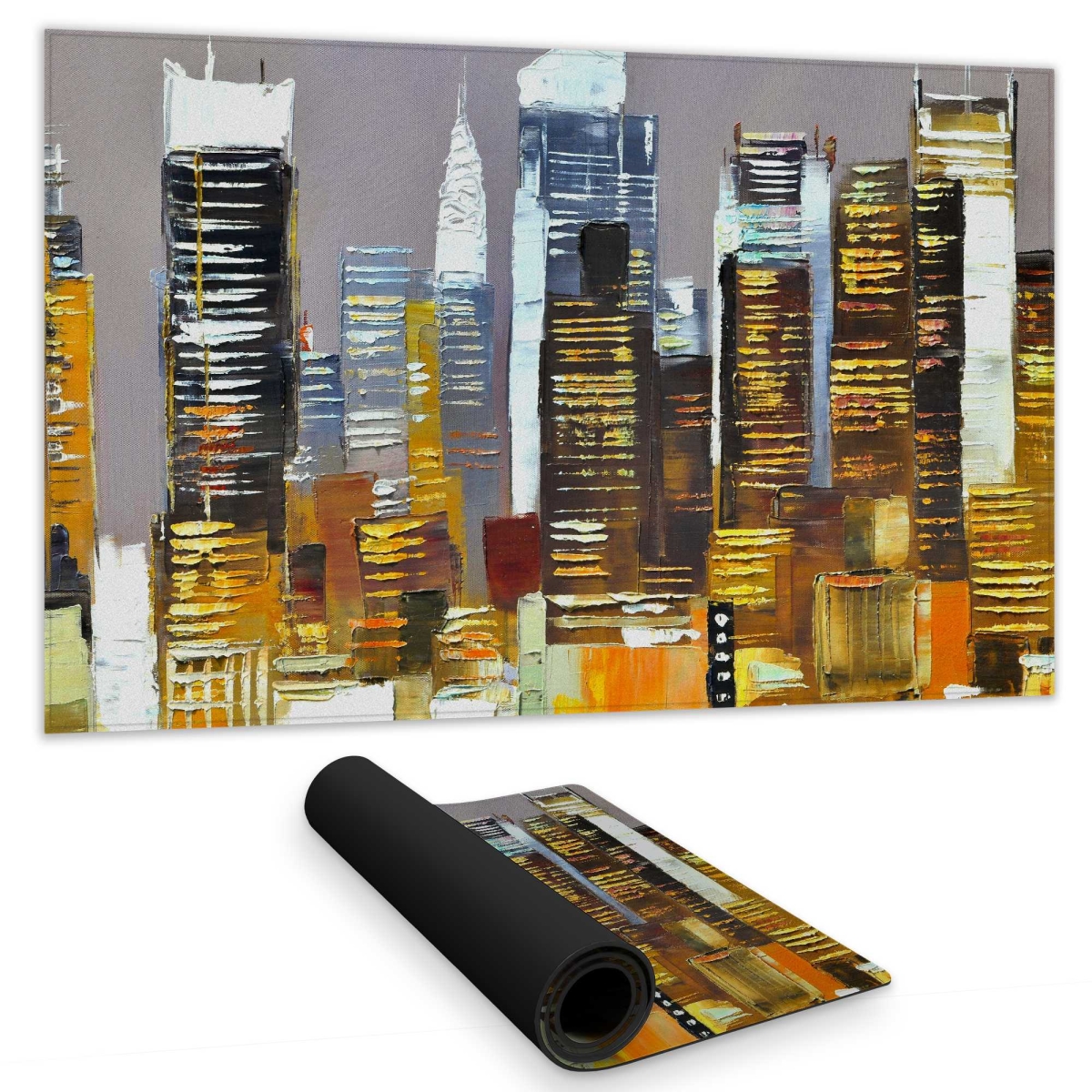 C1DM1424APZA8U 14 x 24 in. Texturized Skyscrapers by Night - Contemporary Cities Gaming Desk Mat