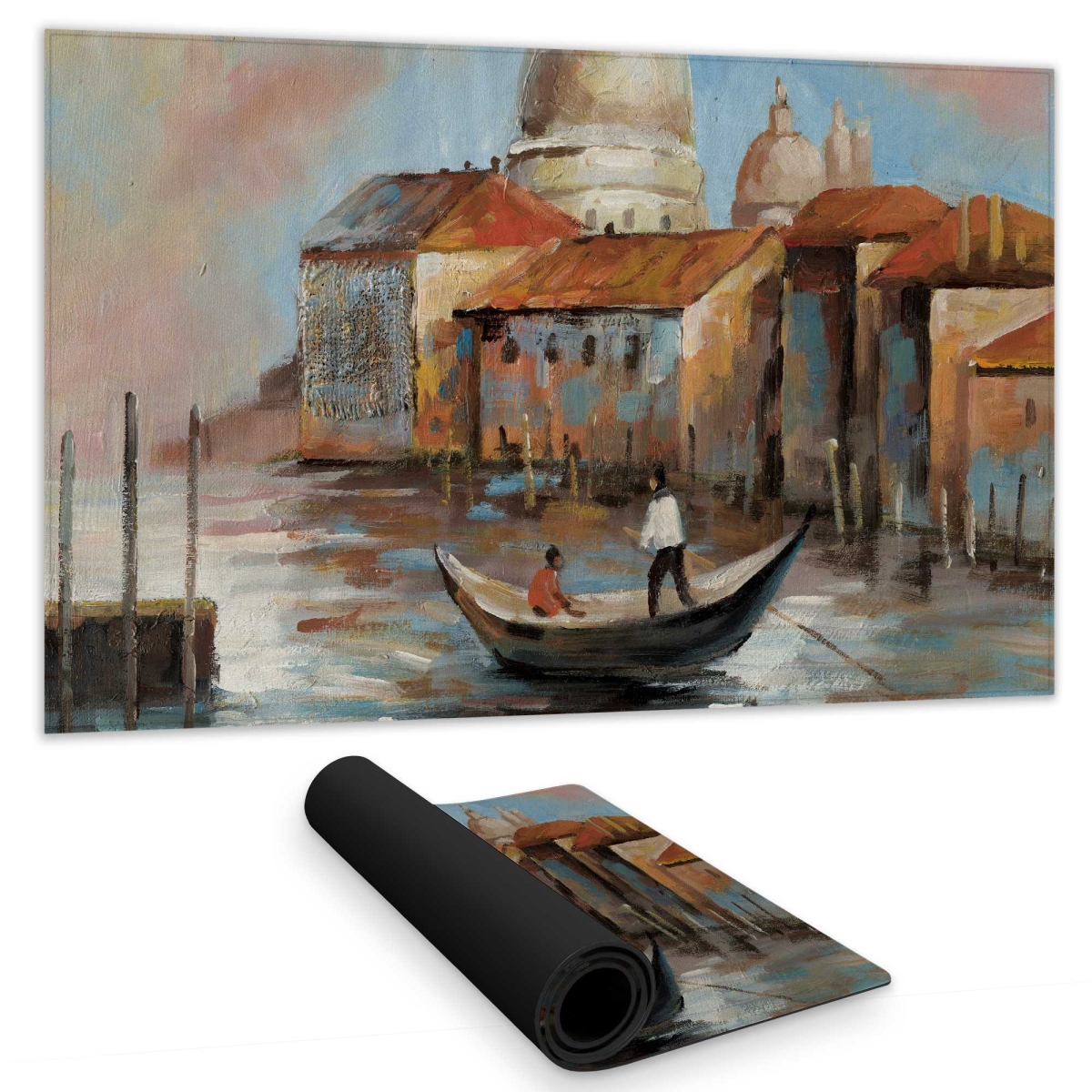 C1DM1424CTGXJW 14 x 24 in. Two Europeans on a Gondola - Man Cities Gaming Desk Mat Decor
