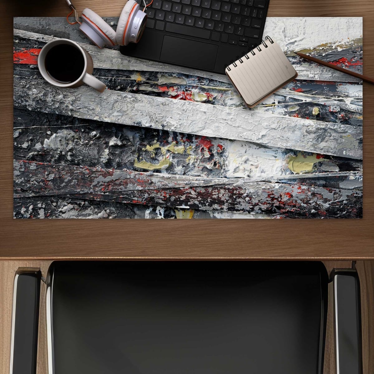 C1DM1424JG37O5 14 x 24 in. Industrial & Texturized Abstract Stripes Gaming Desk Mat