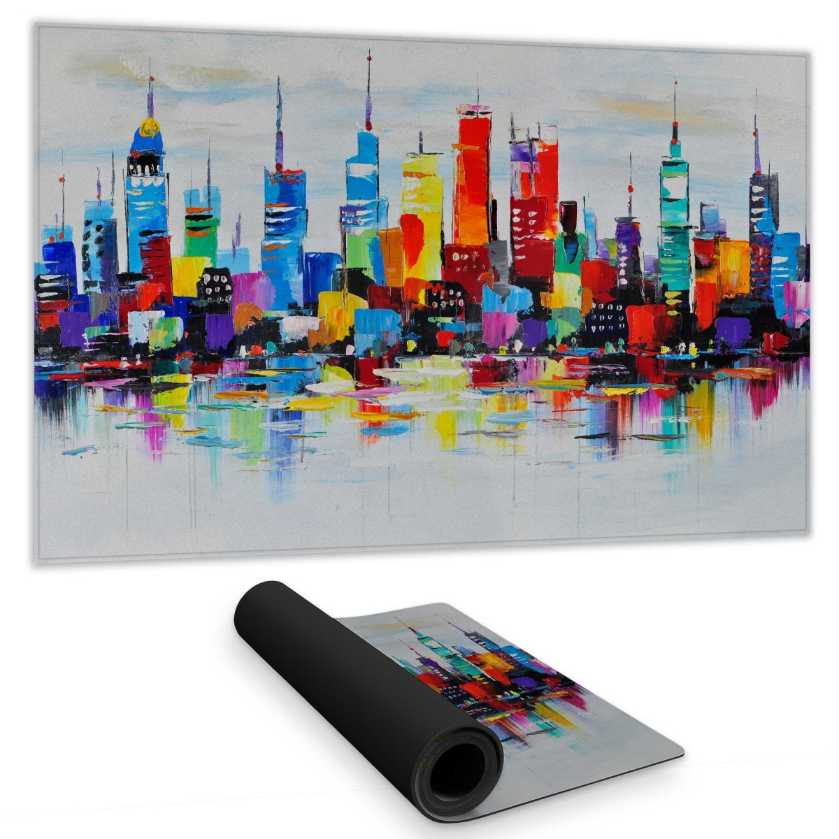 C1DM1424S51699 14 x 24 in. Abstract & Colorful City Gaming Desk Mat - Home Decor