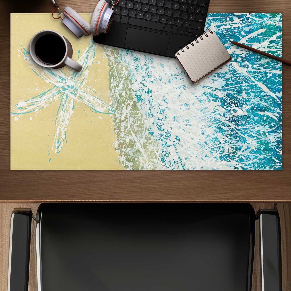 C1DM1424WI9XWP 14 x 24 in. Left Side Seastar - Sea Livingroom Gaming Desk Mat for Home Decor