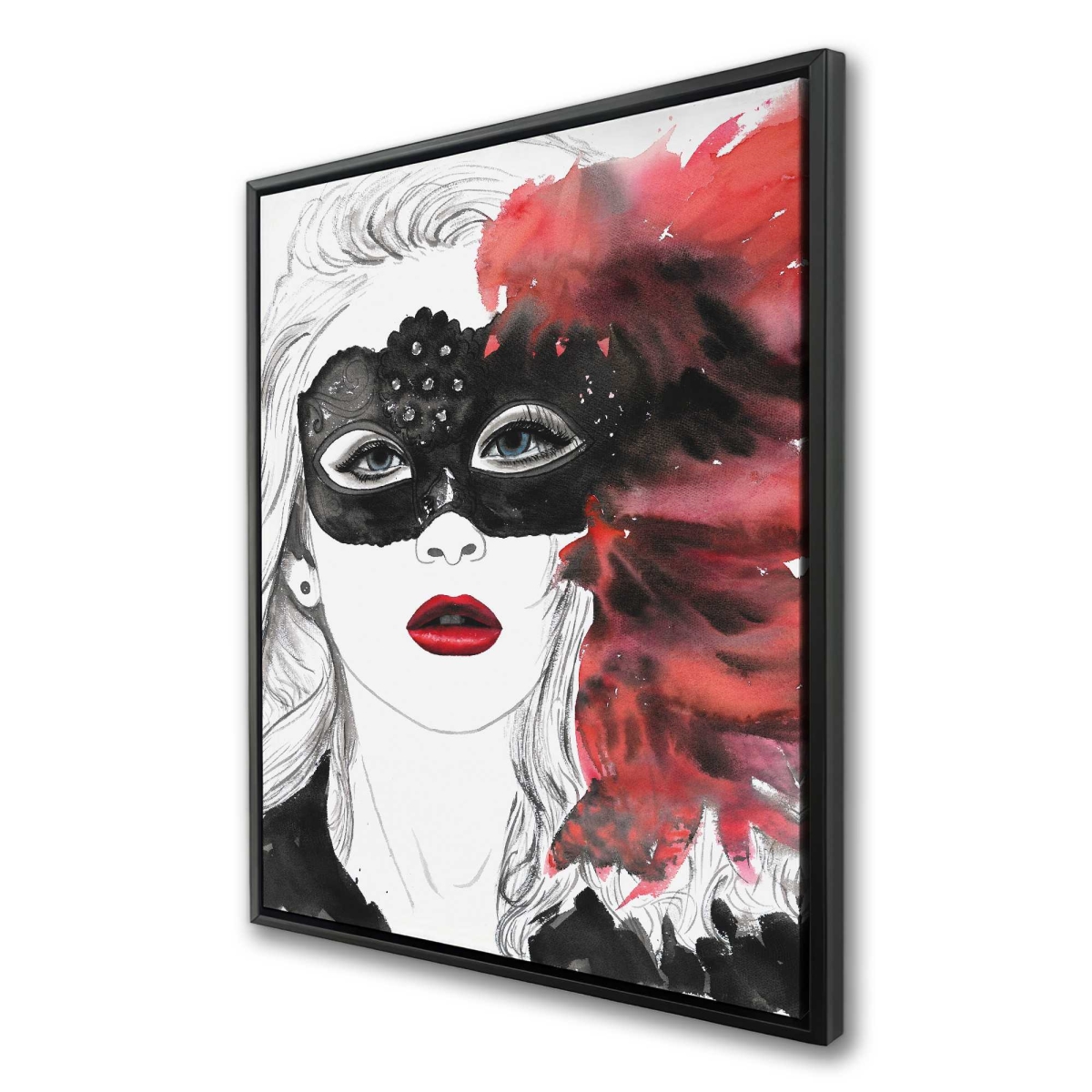C1FC3648JK0DH7 36 x 48 in. Masked Ball - Black Romantic Framed Canvas for Home Decor