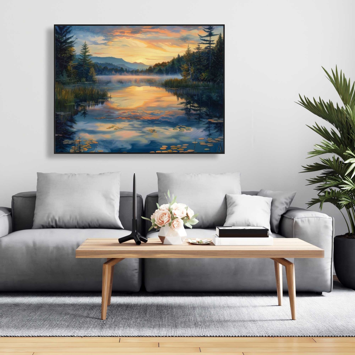 C1FC3648N4C5DD 36 x 48 in. Fluid - Turquoise Framed Canvas for Stylish Home Decor