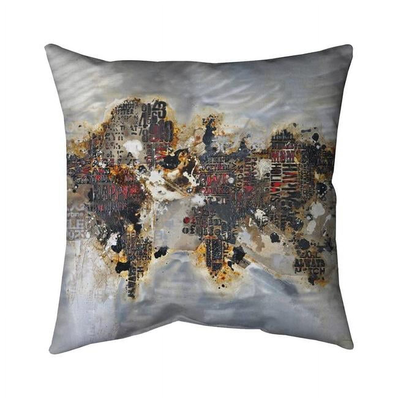 5541-2020-CI145 20 x 20 in. Texturized World Map with Typography-Double Sided Print Indoor Pillow