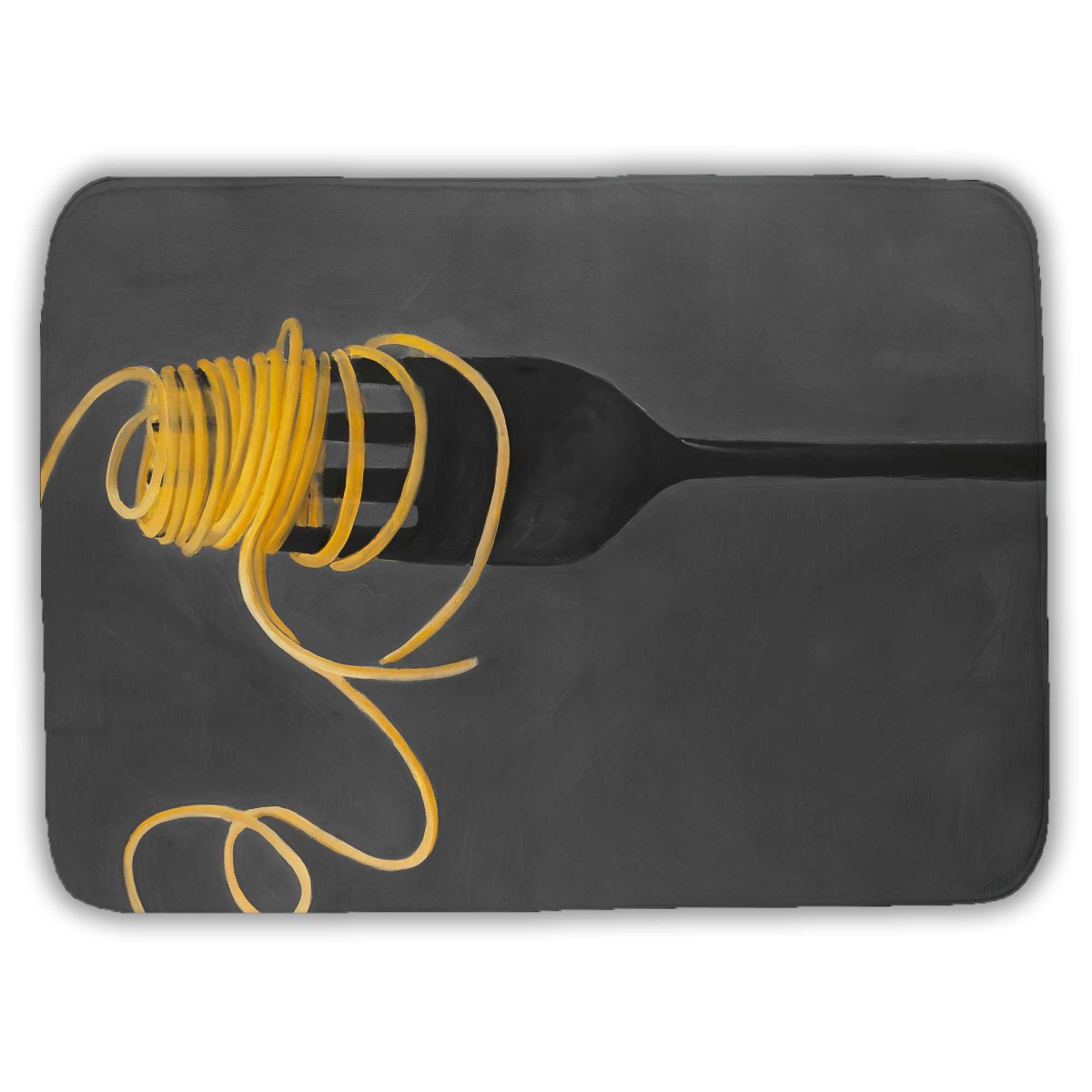 C1BM1724EZIPV3 17 x 24 in. Spaghetti Pasta Around A Fork - Yellow Kitchen Bath Mat